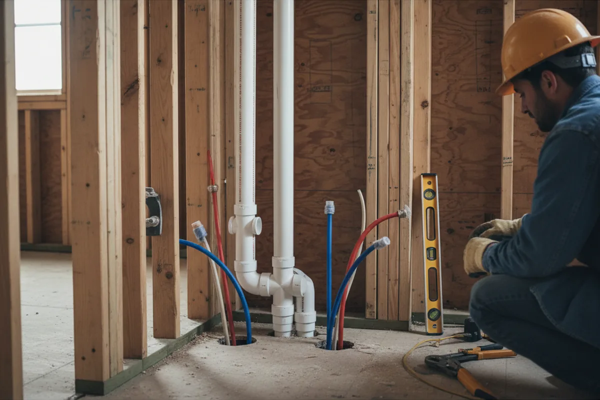 Drain and supply rough-in during Garbage Disposal Repair in Southwick
