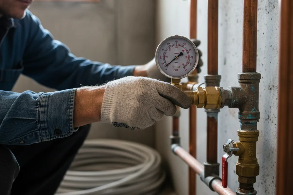 Pressure testing a repaired line during Water Line Repair in Southwick